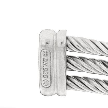 David Yurman Sterling Silver Diamond Three Row Confetti Cuff Bracelet 3 of 3