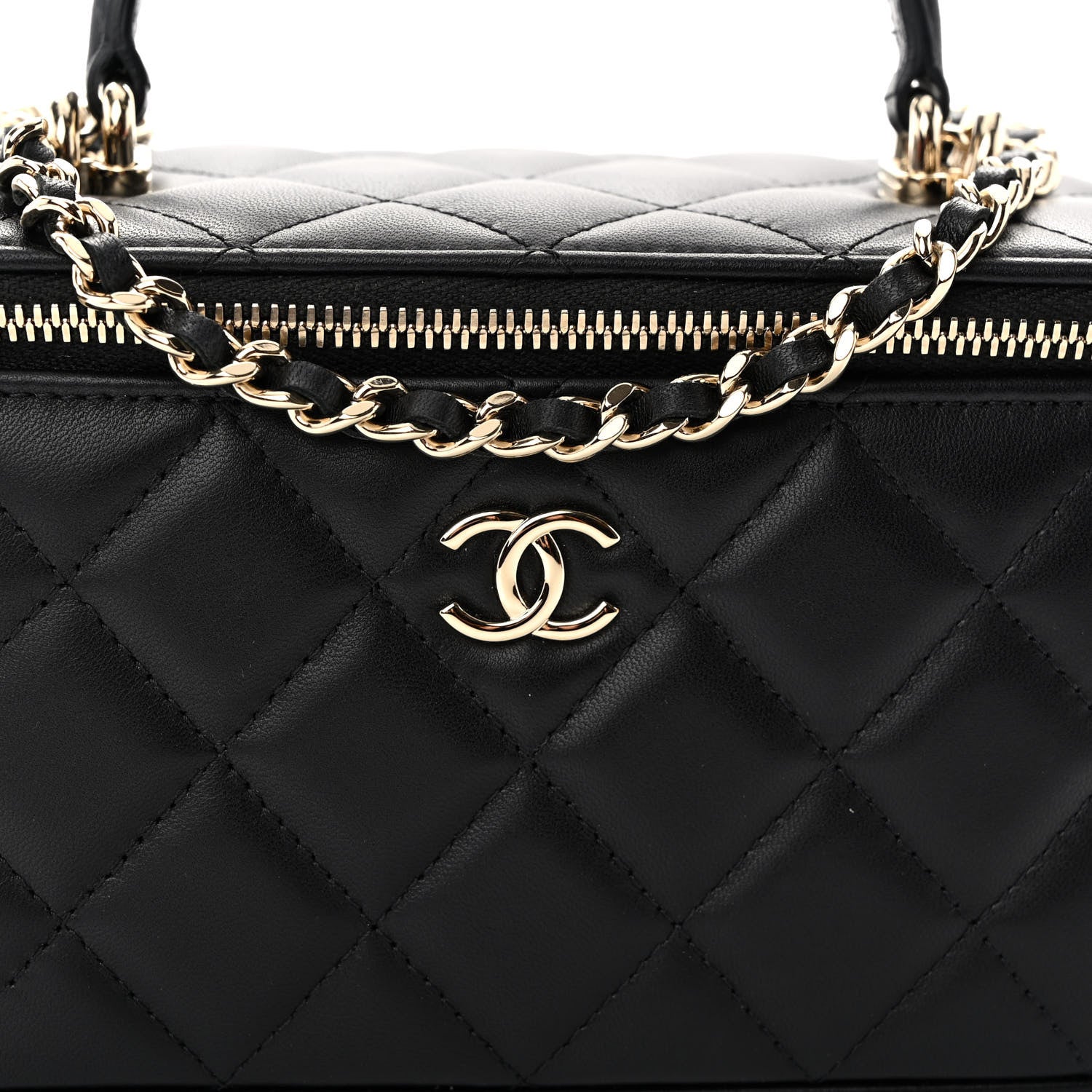 Chanel Lambskin Quilted Small Top Handle Vanity Case With Chain Black 8 of 11