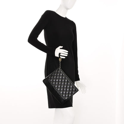 Chanel Crumpled Calfskin Quilted Medium Cosmetic Case Black 2 of 8