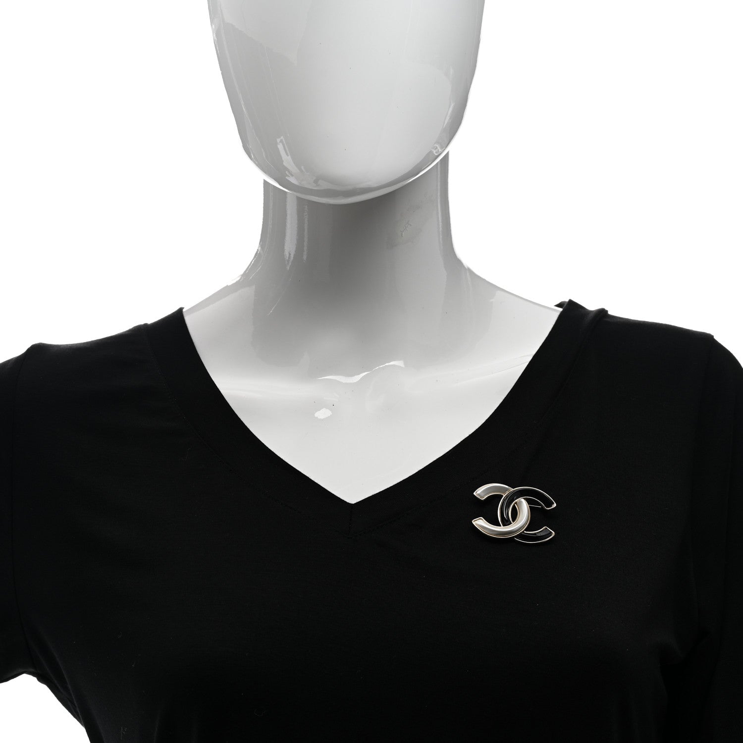 Chanel Enamel CC Brooch Black White 2 of 5