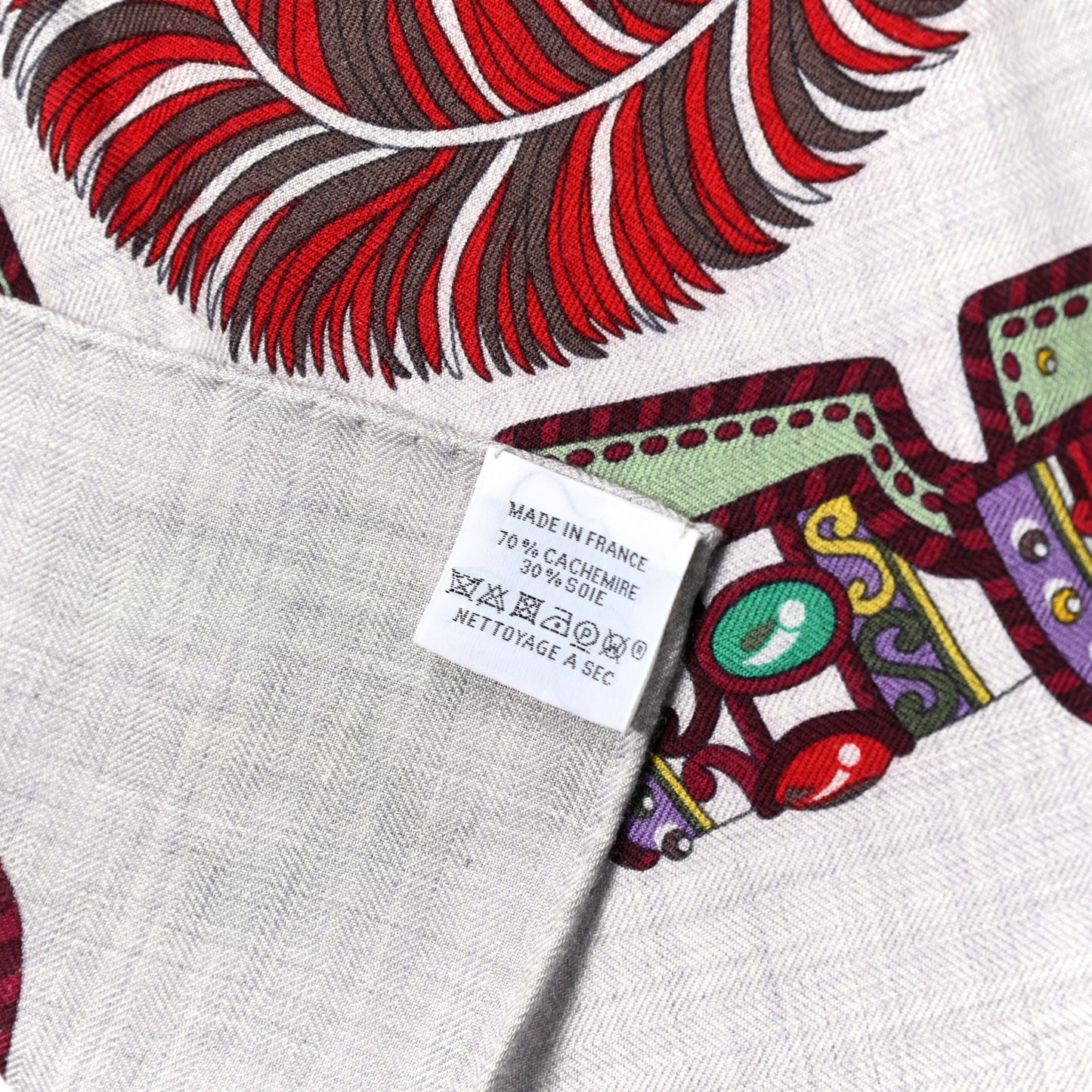 Cashmere Silk Sous L Egide De Mars Shawl 140 Gris Chine Bordeaux