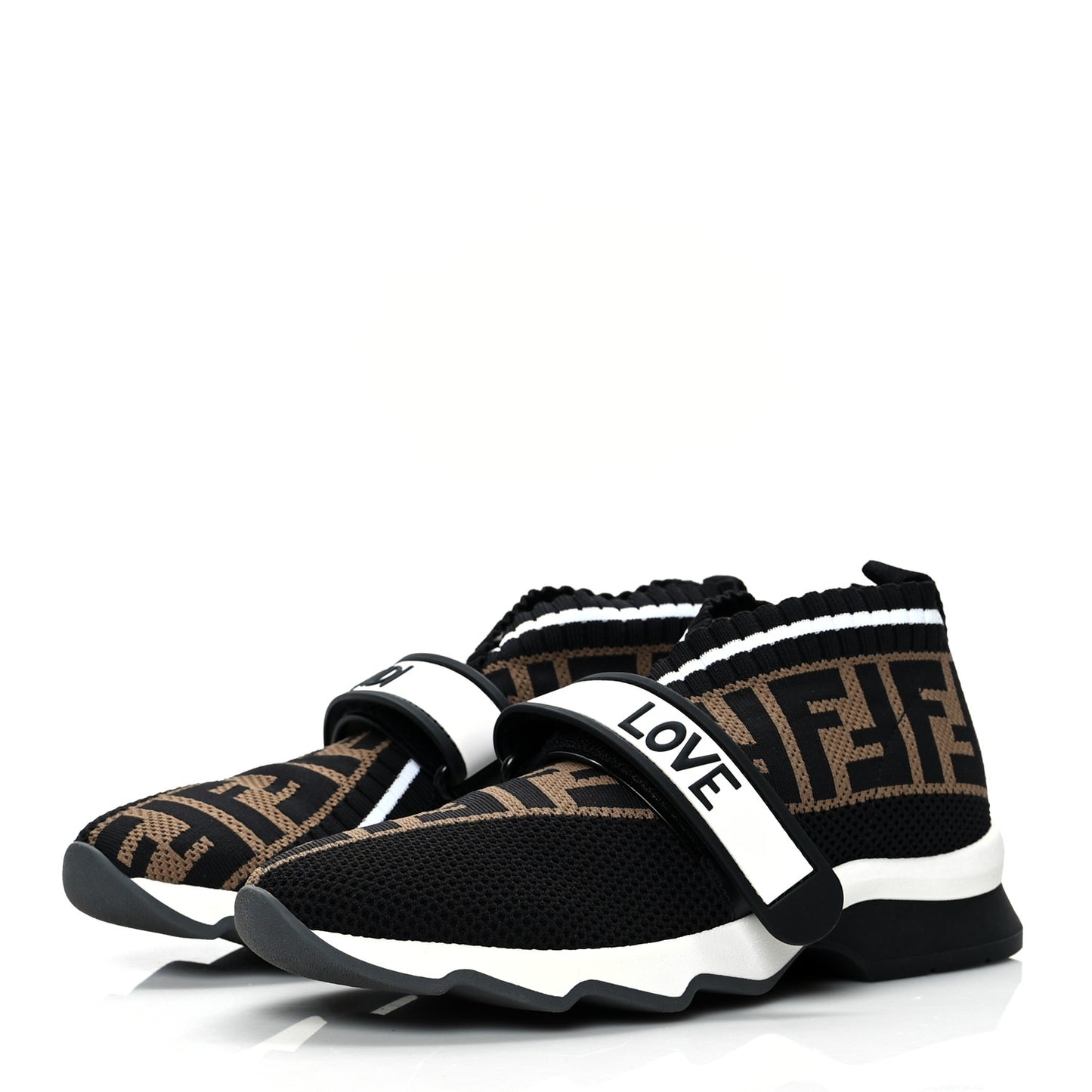 Stretch Yarn FF Stiff Band Rockoko Sneakers 35.5 Black White Tobacco