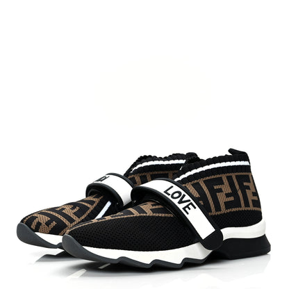 Fendi Stretch Yarn FF Stiff Band Rockoko Sneakers 35.5 Black White Tobacco 3 of 7