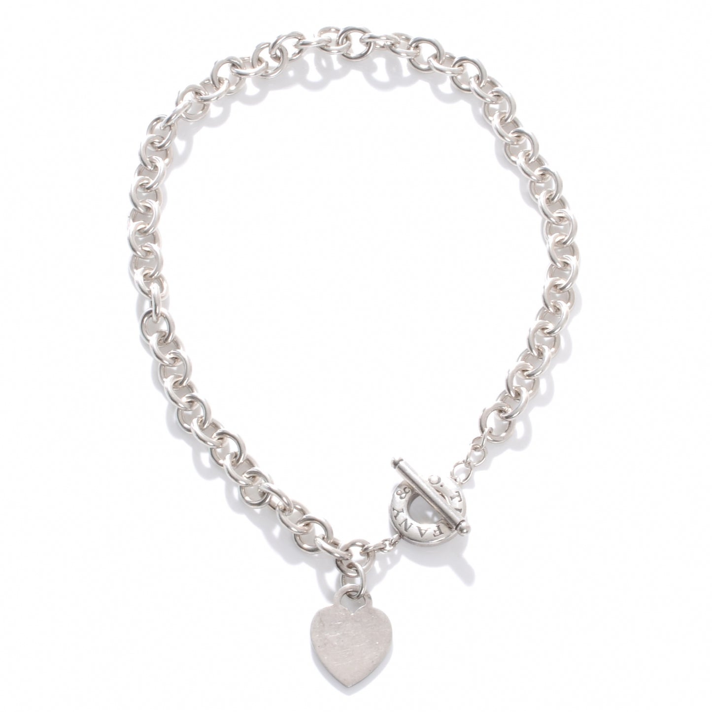 Sterling Silver Heart Tag Toggle Necklace
