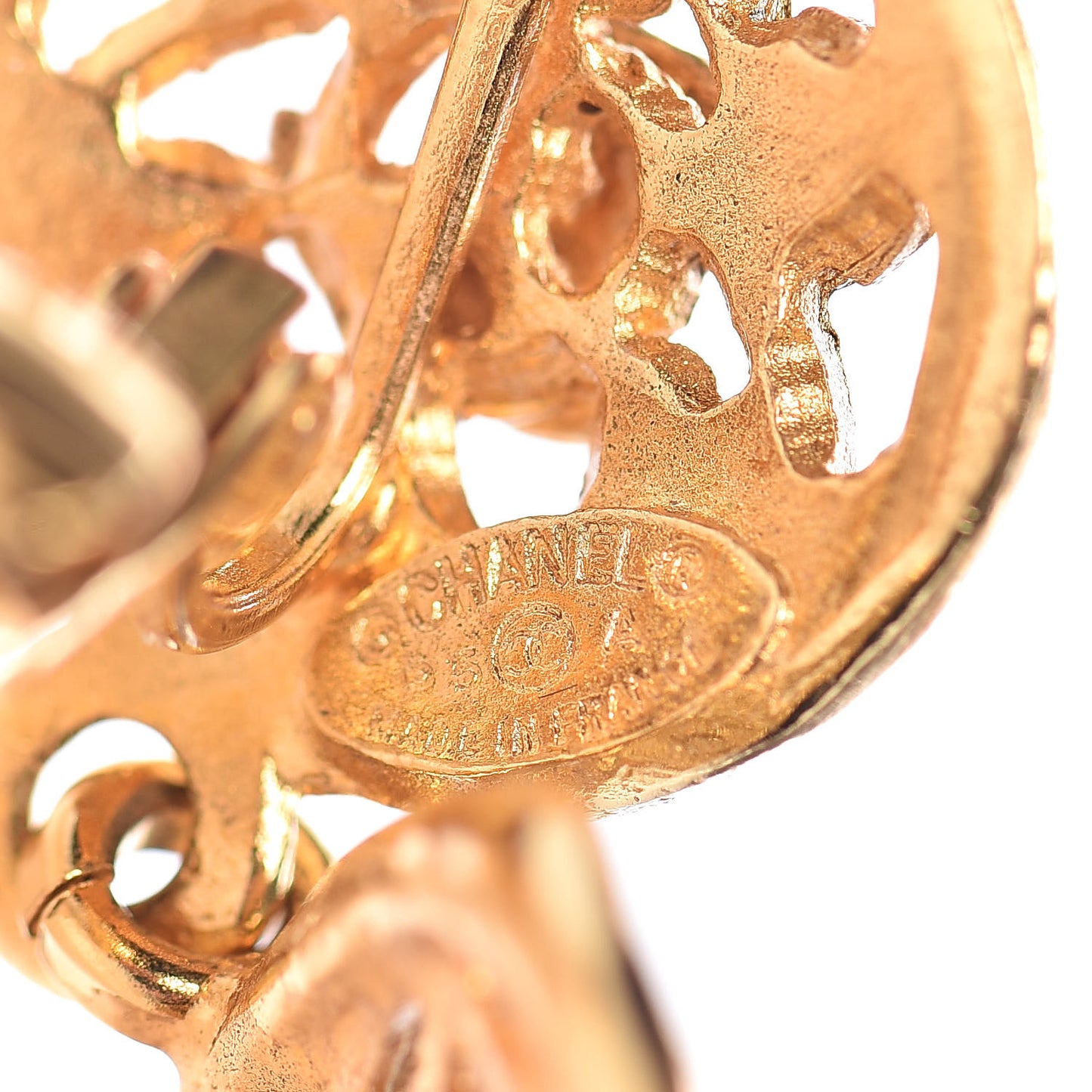 CC Large Drop Clip On Earrings Gold