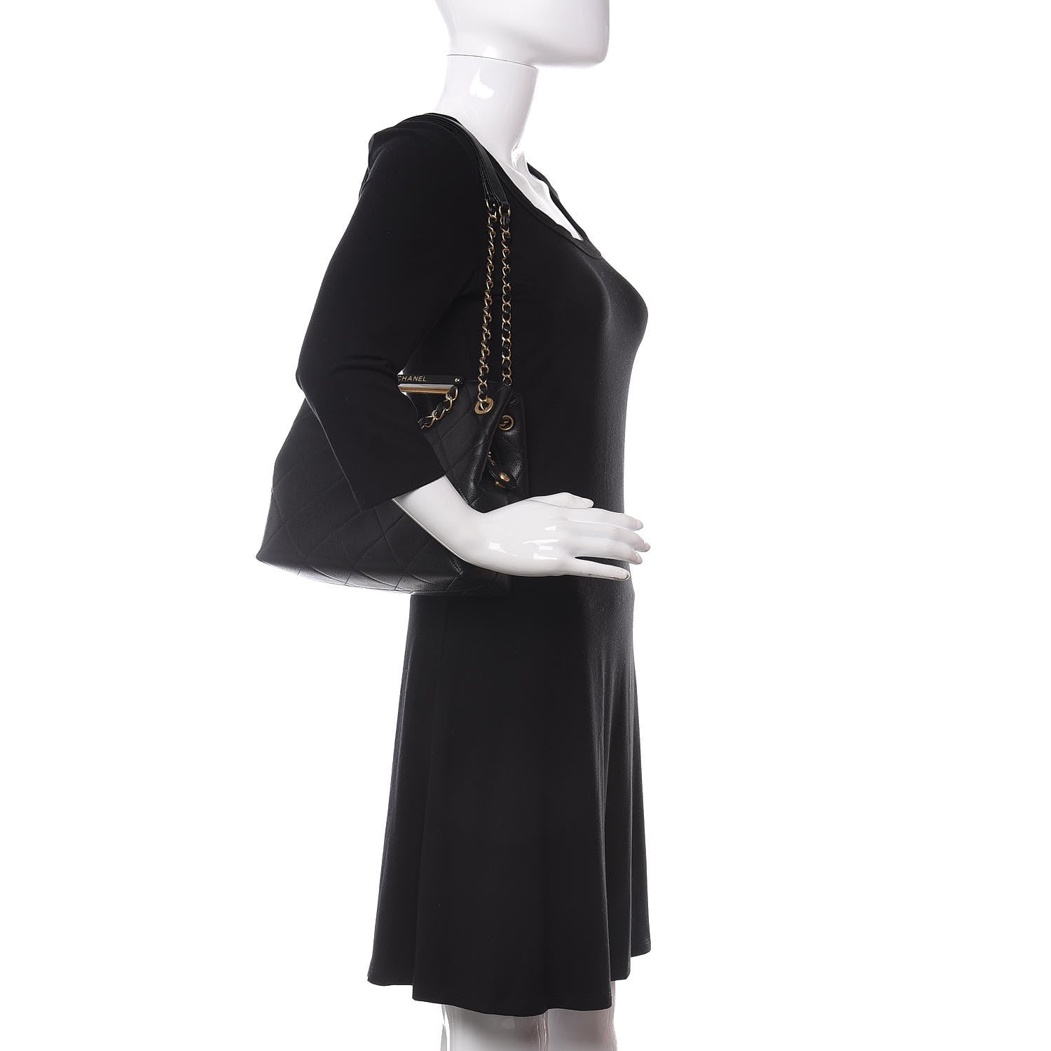 Chanel Caviar Quilted Large A Real Catch Shopping Bag Black 2 of 11