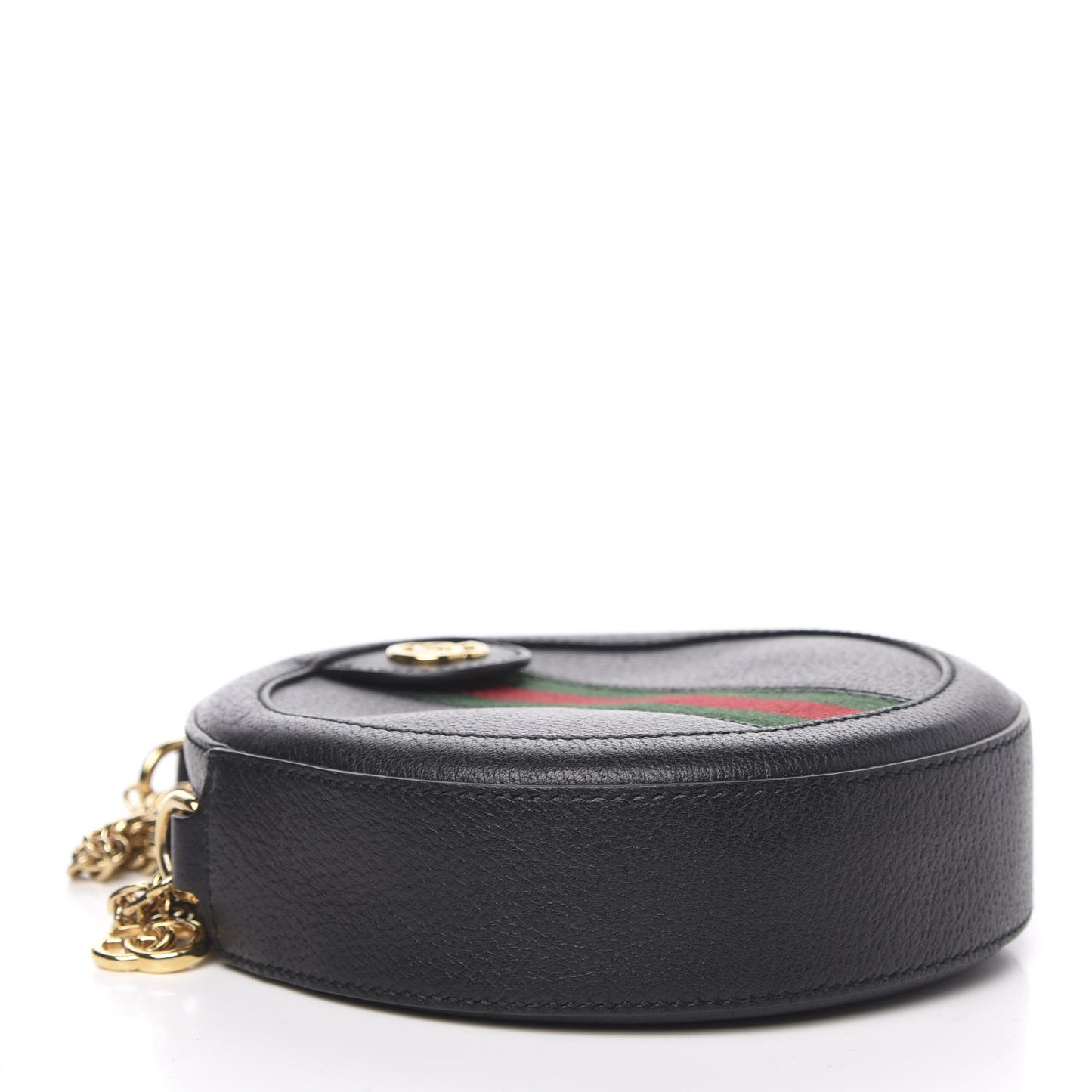 Grained Calfskin Web Mini Ophidia Round Shoulder Bag Black