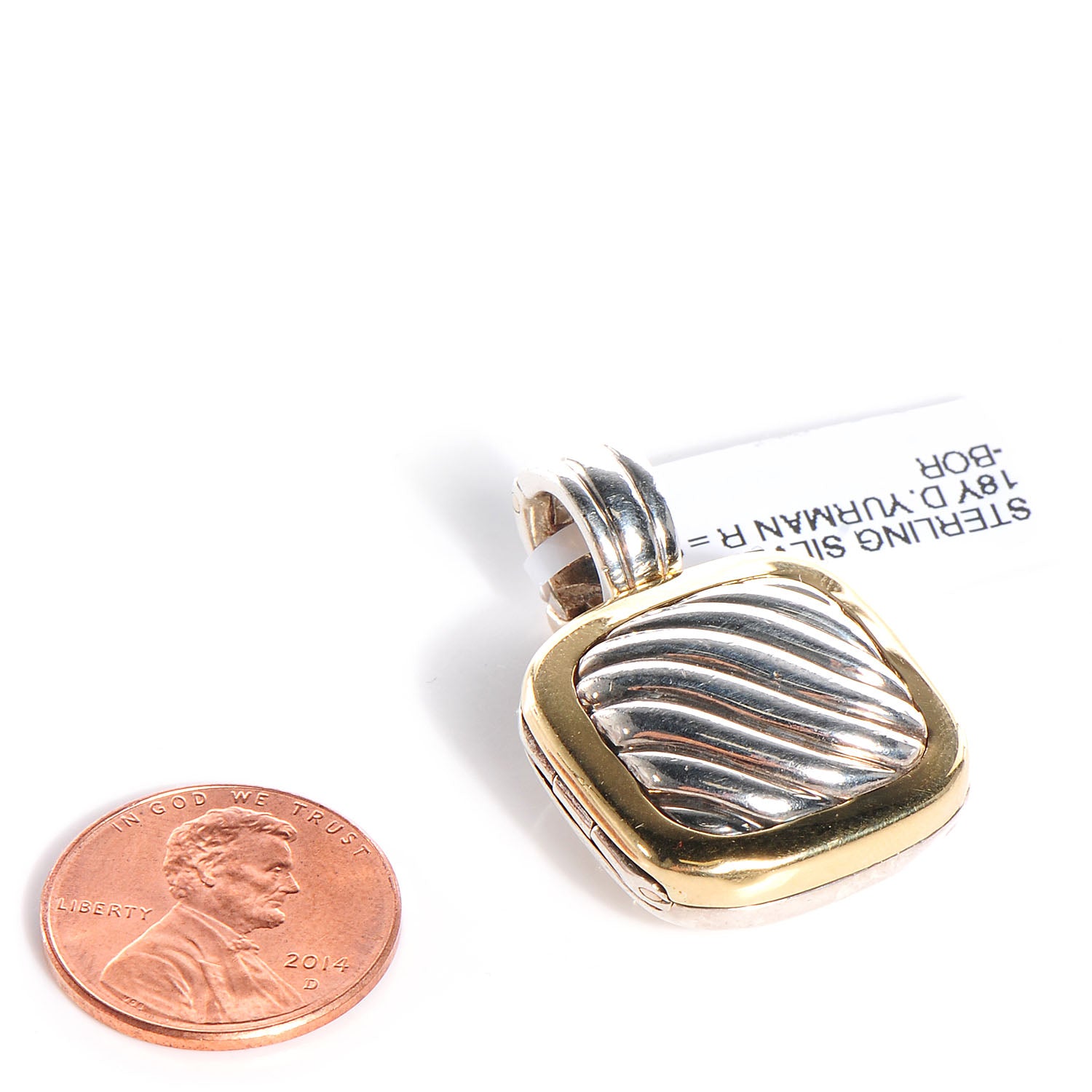 David Yurman Sterling Silver 18k Yellow Gold Sculpted Cable Locket 2 of 6