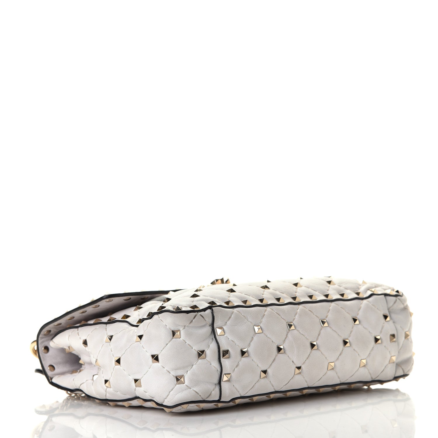 Valentino Garavani Lambskin VLTN Print Medium Rockstud Spike Shoulder Bag Optic White Black 3 of 6