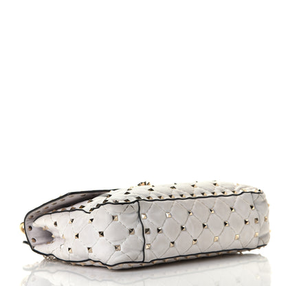 Valentino Garavani Lambskin VLTN Print Medium Rockstud Spike Shoulder Bag Optic White Black 3 of 6