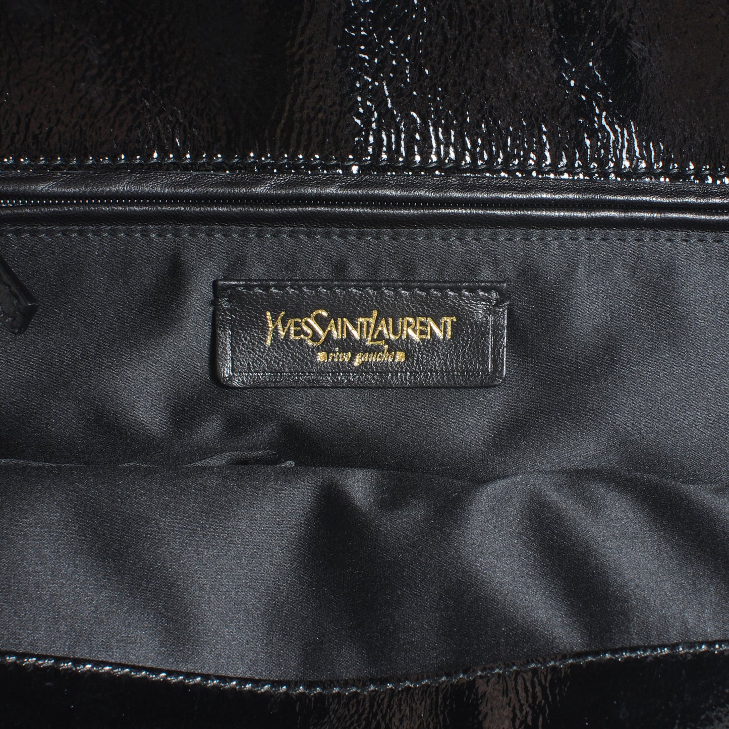Patent Crocodile Embossed Tribute Tote Black