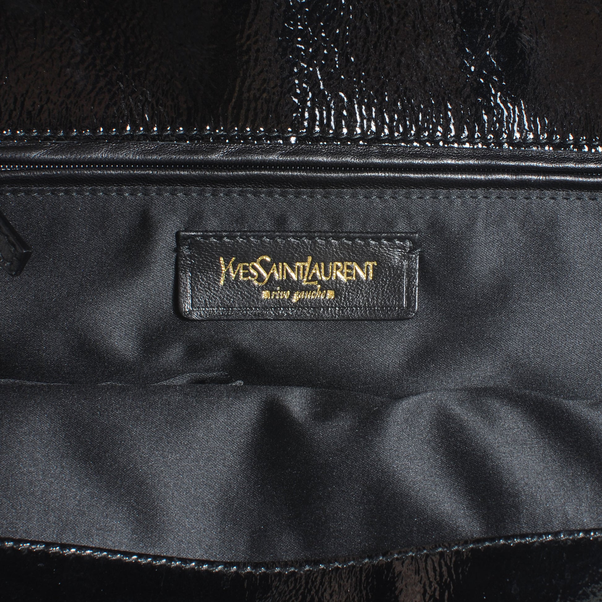 Saint Laurent Patent Crocodile Embossed Tribute Tote Black 6 of 7