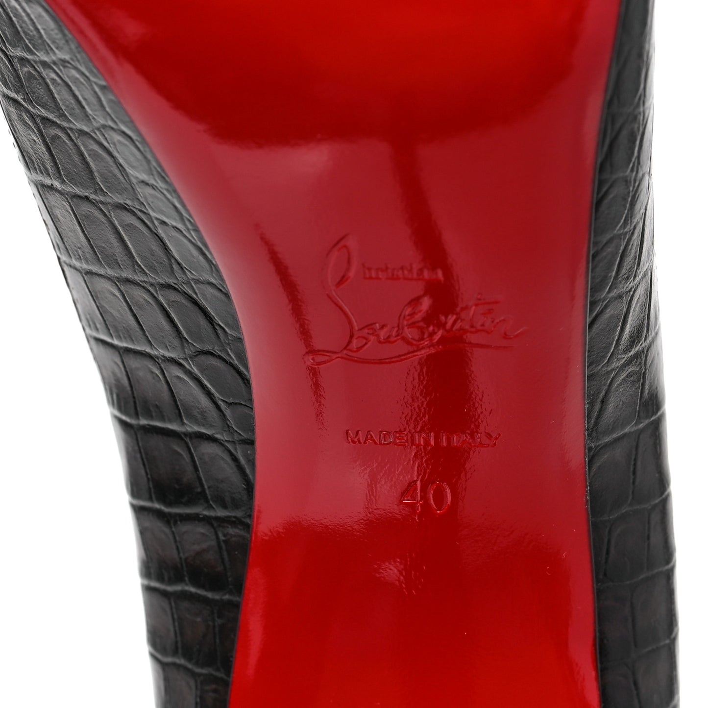 Calfskin Crocodile Embossed Kate 100 Pumps 40 Expresso