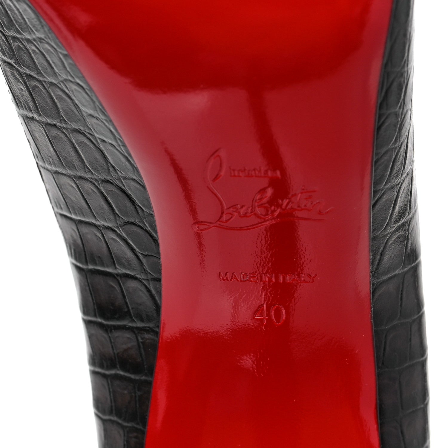 Christian Louboutin Calfskin Crocodile Embossed Kate 100 Pumps 40 Expresso 6 of 7