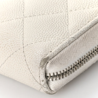 Chanel Caviar Quilted Large Gusset Zip Around Wallet White 9 of 20