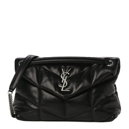Saint Laurent Lambskin Quilted Small Loulou Puffer Monogram Chain Satchel Black 1 of 13