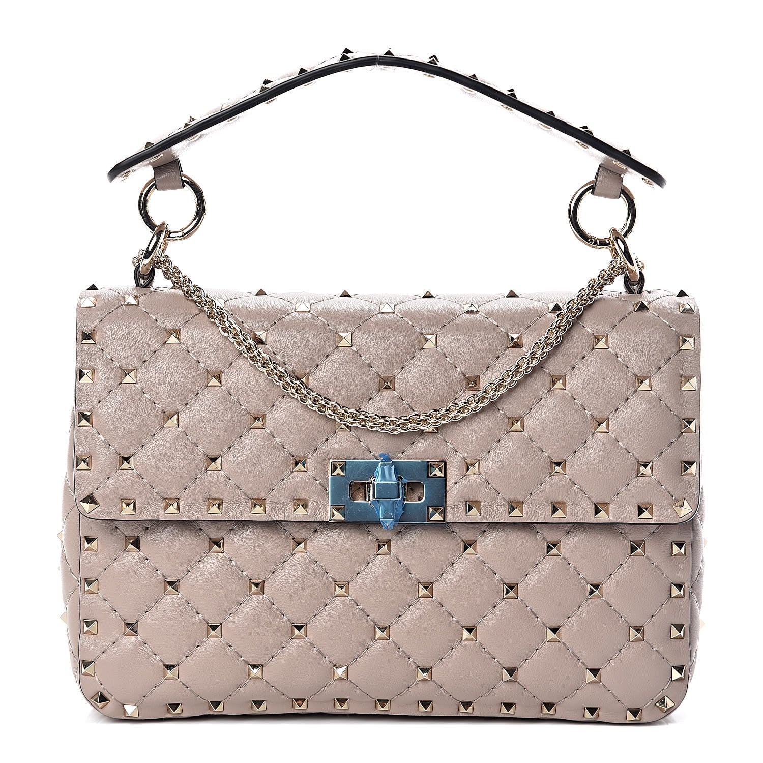 Valentino Garavani Lambskin Medium Rockstud Spike Shoulder Bag Poudre 1 of 9