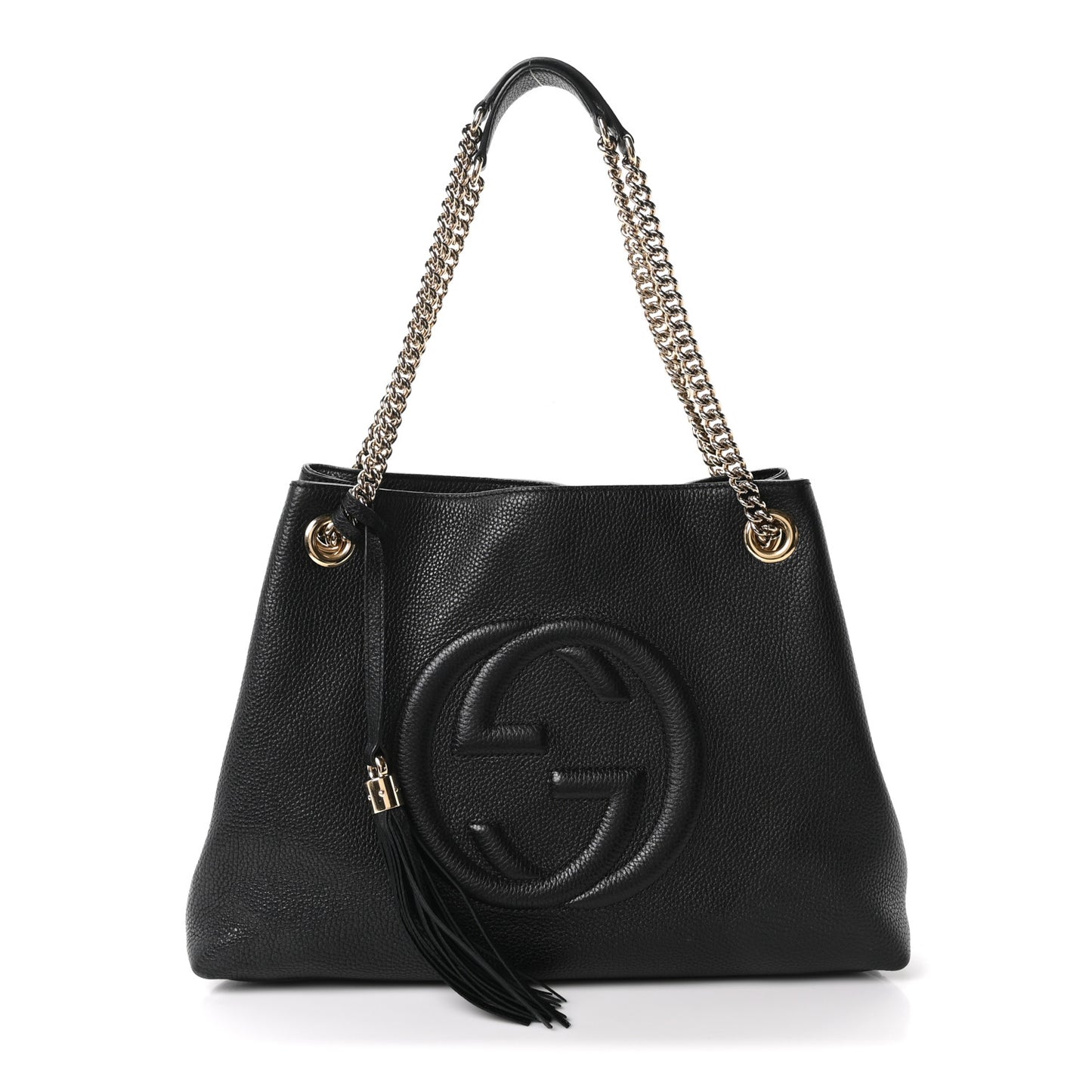 Pebbled Calfskin Medium Soho Chain Shoulder Bag Black