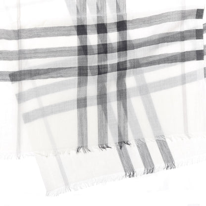 Burberry Wool Silk Gauze Giant Check Lightweight Scarf Natural White 3 of 5