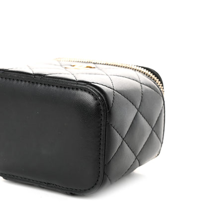 Chanel Lambskin Quilted Top Handle Mini Vanity Case With Chain Black 9 of 9