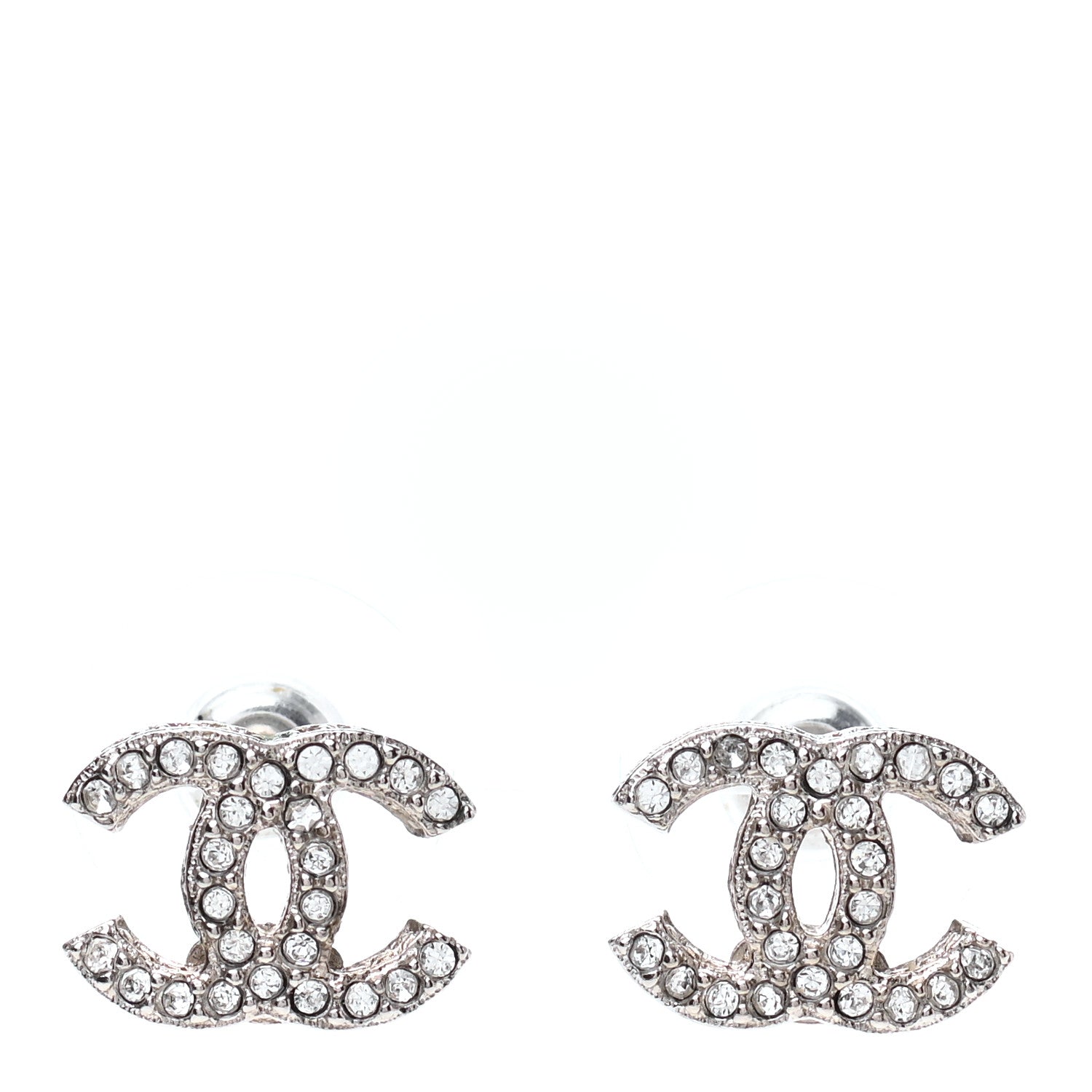Chanel Crystal CC Earrings Silver 1 of 4