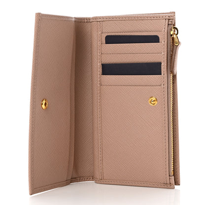 Prada Saffiano Triangle Continental Zip Wallet Powder Pink 6 of 7