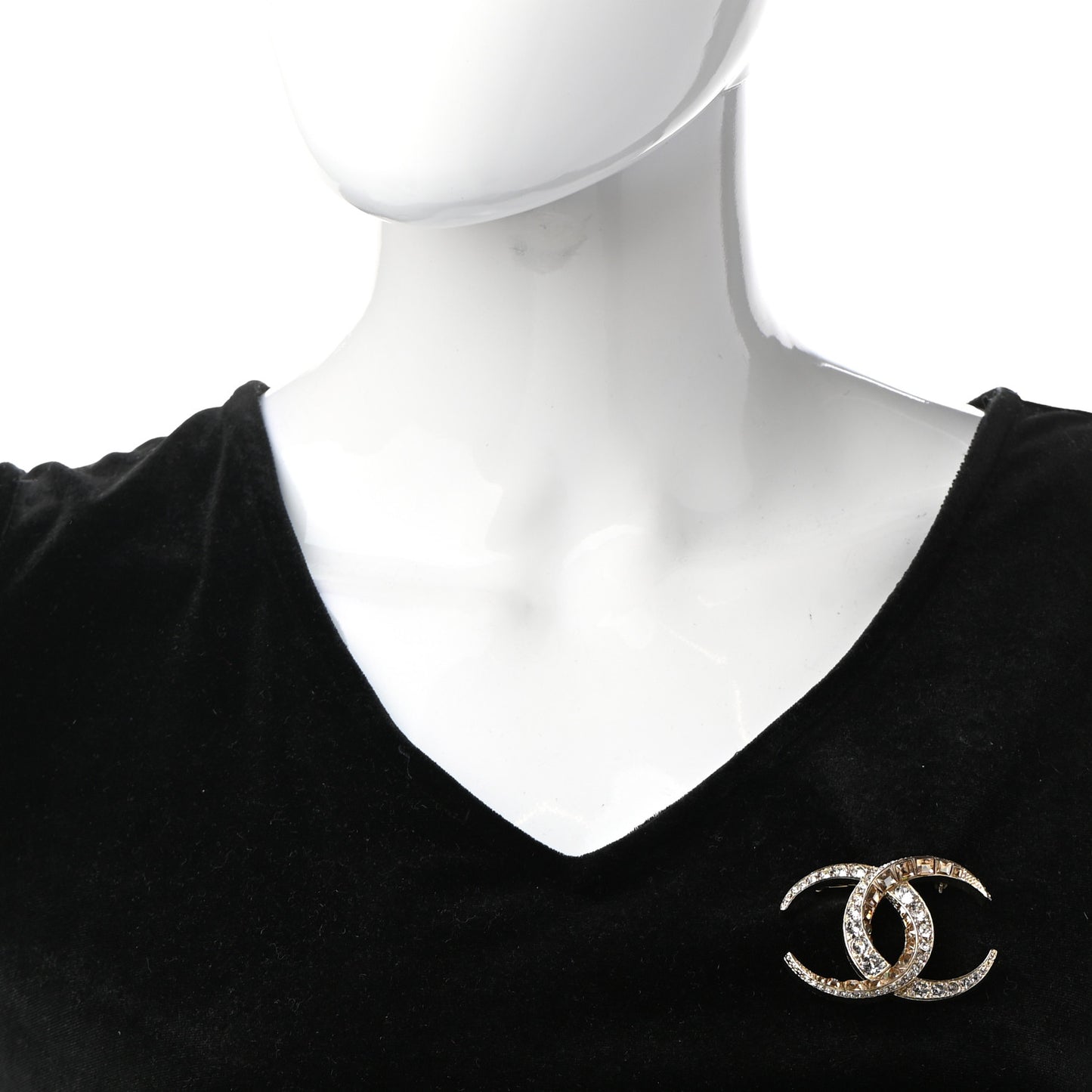Baguette Crystal Dubai CC Brooch Gold