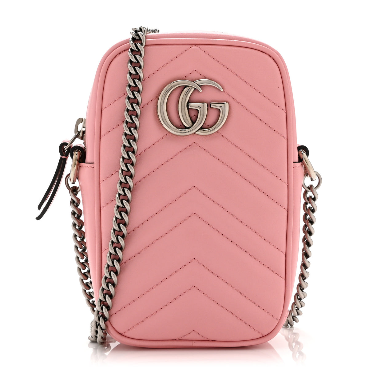 Gucci Calfskin Matelasse Mini GG Marmont Crossbody Bag Wild Rose 1 of 10