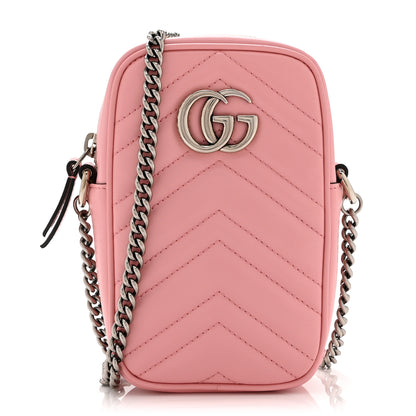 Gucci Calfskin Matelasse Mini GG Marmont Crossbody Bag Wild Rose 1 of 10