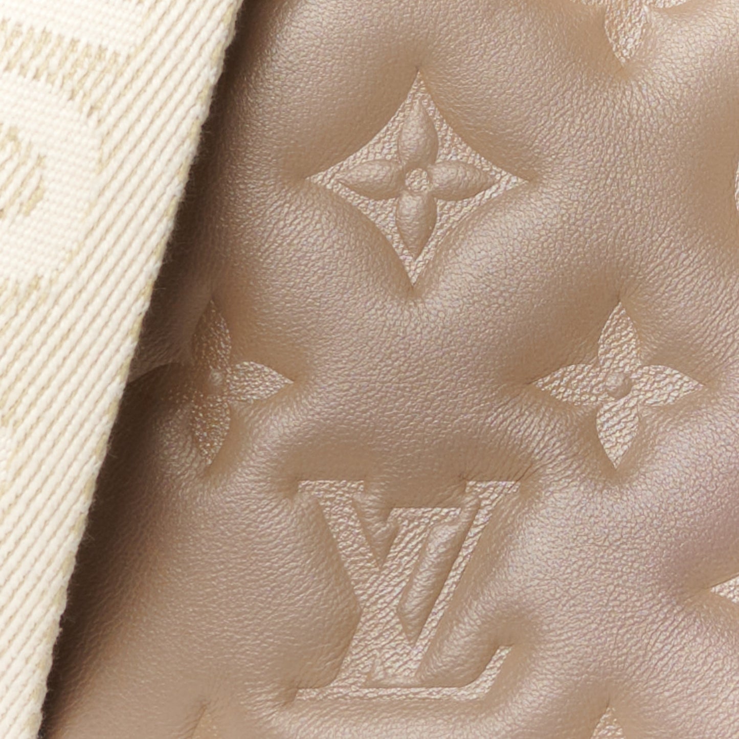 Lambskin Embossed Monogram Coussin PM Taupe