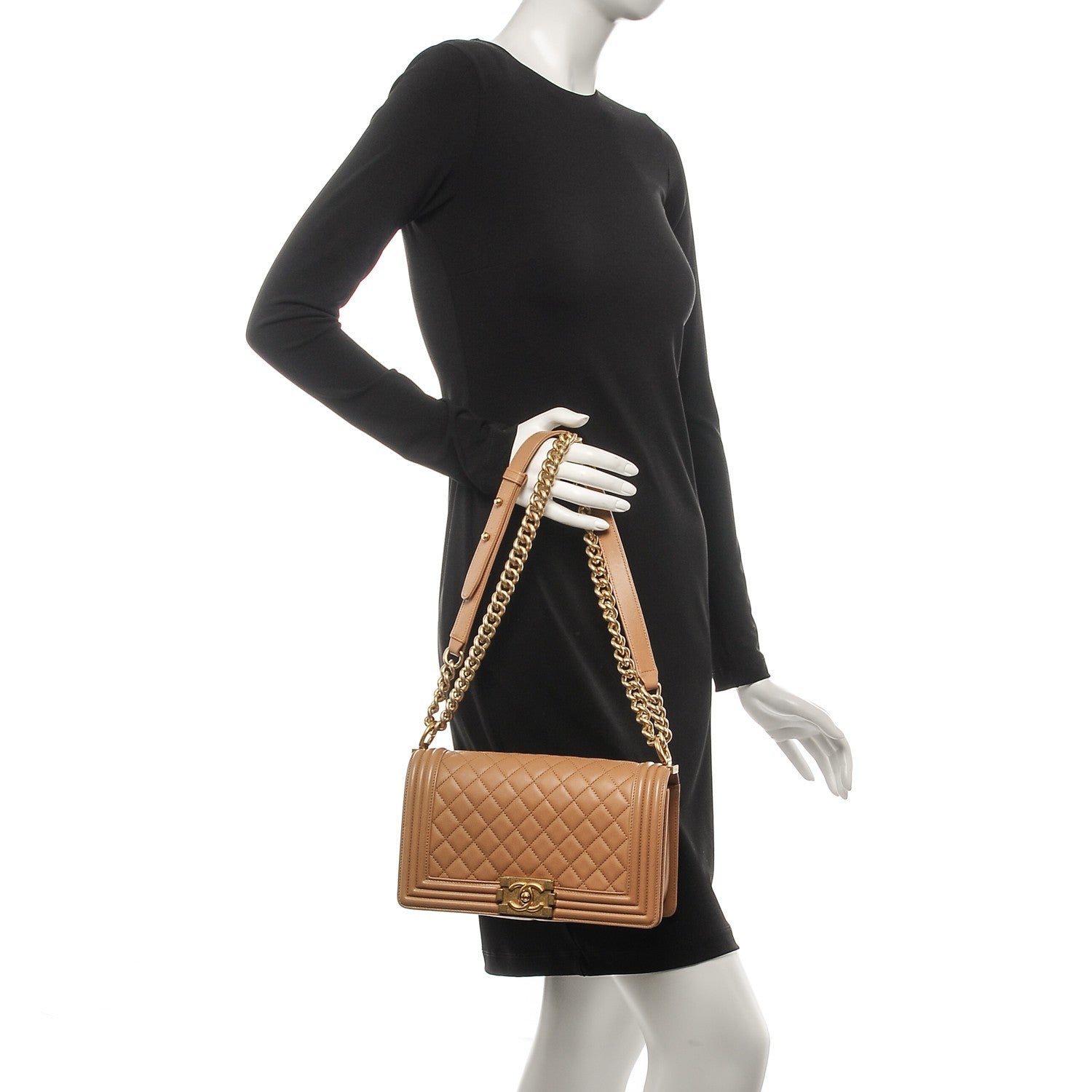 Chanel Lambskin Quilted Medium Boy Flap Camel 2 of 8