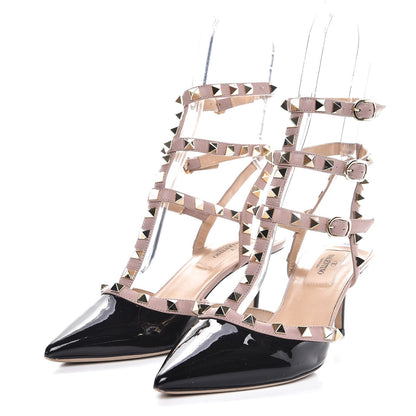 Valentino Garavani Patent Nappa Rockstud Ankle Strap 65mm Pumps 37 Black Poudre 3 of 9