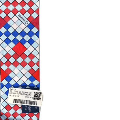 Hermes Silk Colliers de Chiens Remix Twilly Marine Rouge White 3 of 3