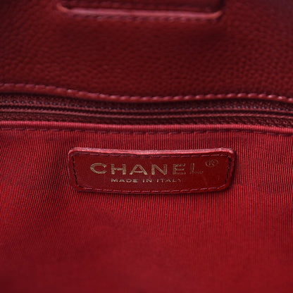 Chanel Caviar Quilted Petit Shopping Tote PST Dark Red 6 of 8