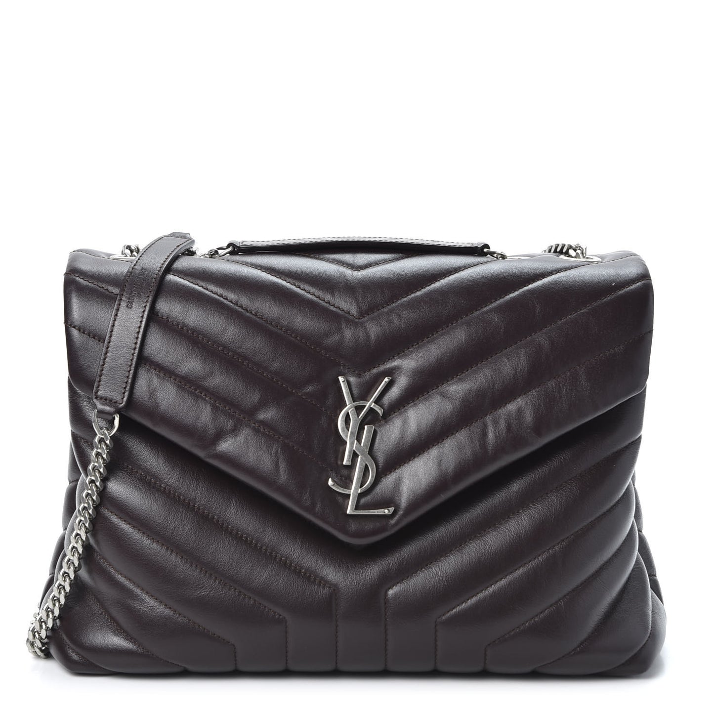 Calfskin Y Quilted Monogram Medium Loulou Chain Satchel Amaranto