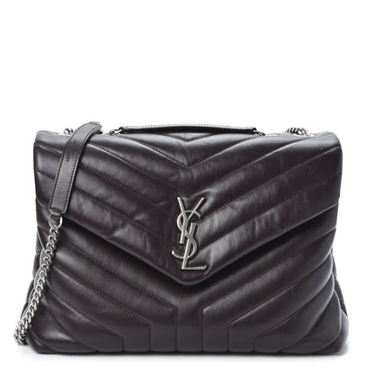 Saint Laurent Calfskin Y Quilted Monogram Medium Loulou Chain Satchel Amaranto 1 of 10
