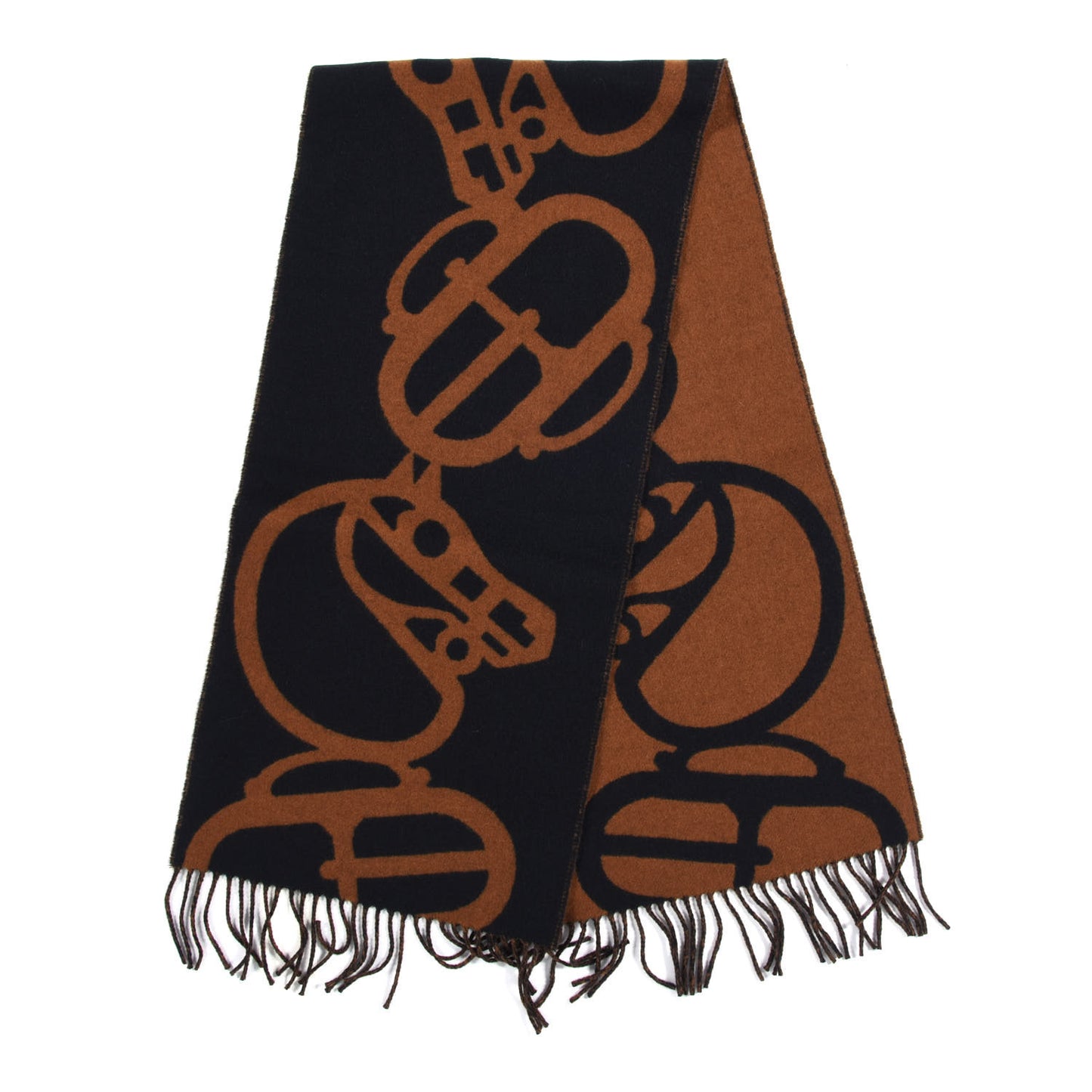 Cashmere Boucles et Camails Muffler Marine Caramel