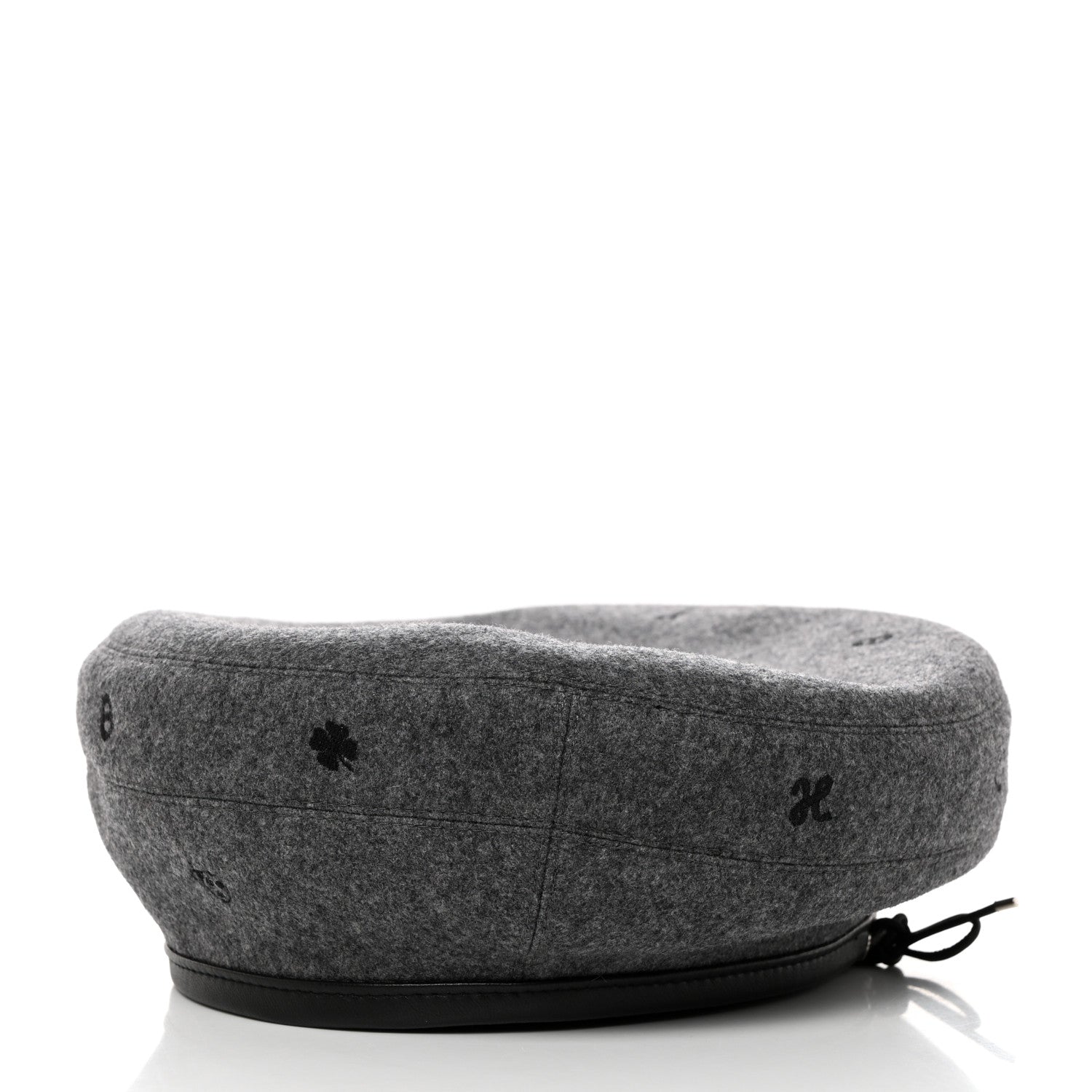 Hermes Cashmere Lambskin Saint-Honore Charms Beret 57 Charbon 4 of 8