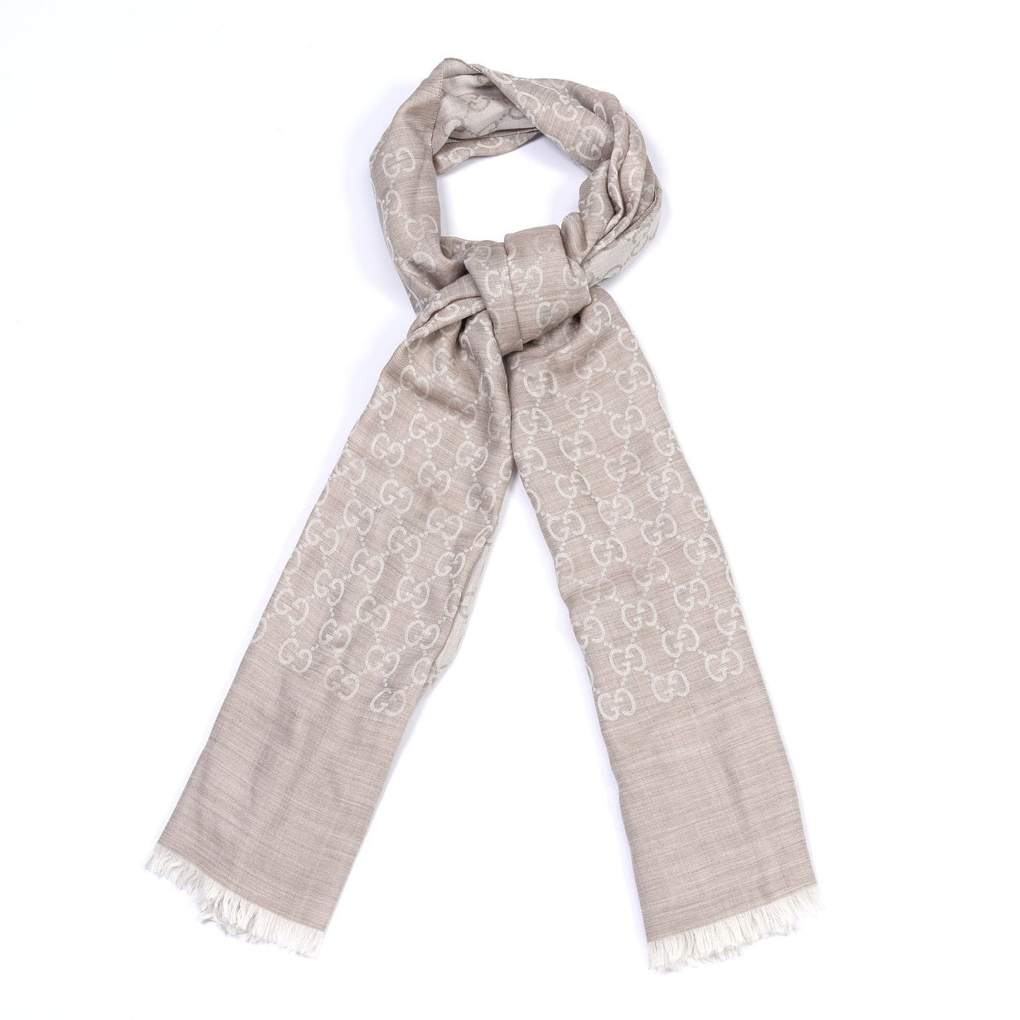 Wool Silk GG Monogram GGNat Plus Scarf Sand