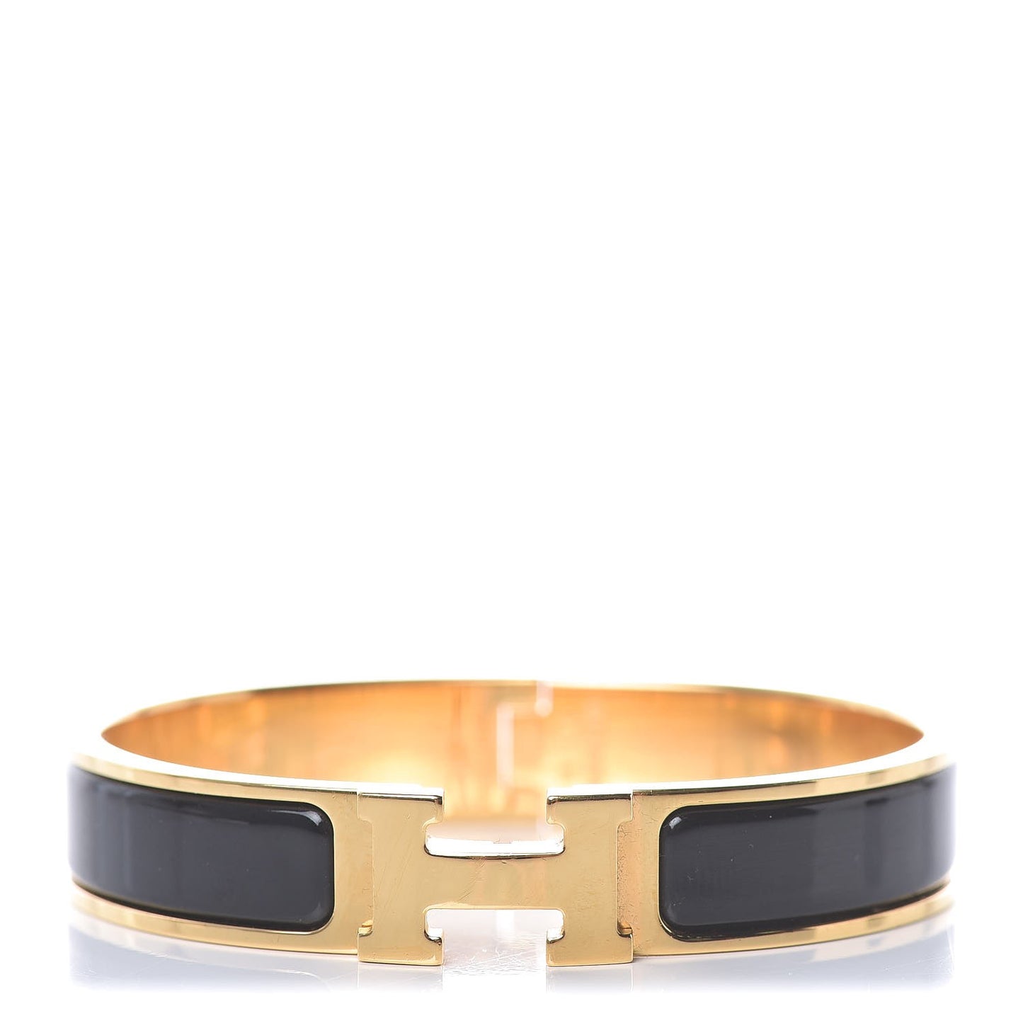 Enamel Narrow Clic Clac H Bracelet GM Black