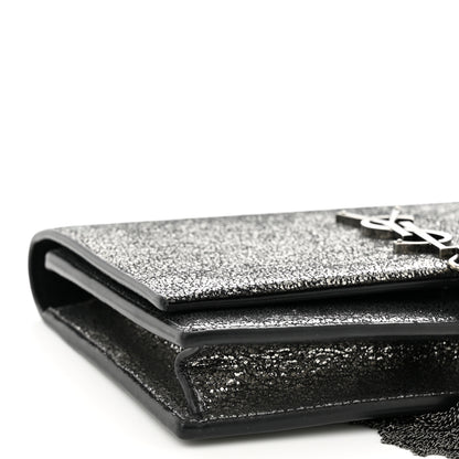 Saint Laurent Metallic Calfskin Classic Monogram Kate Tassel Chain Wallet Gun Metal 9 of 10