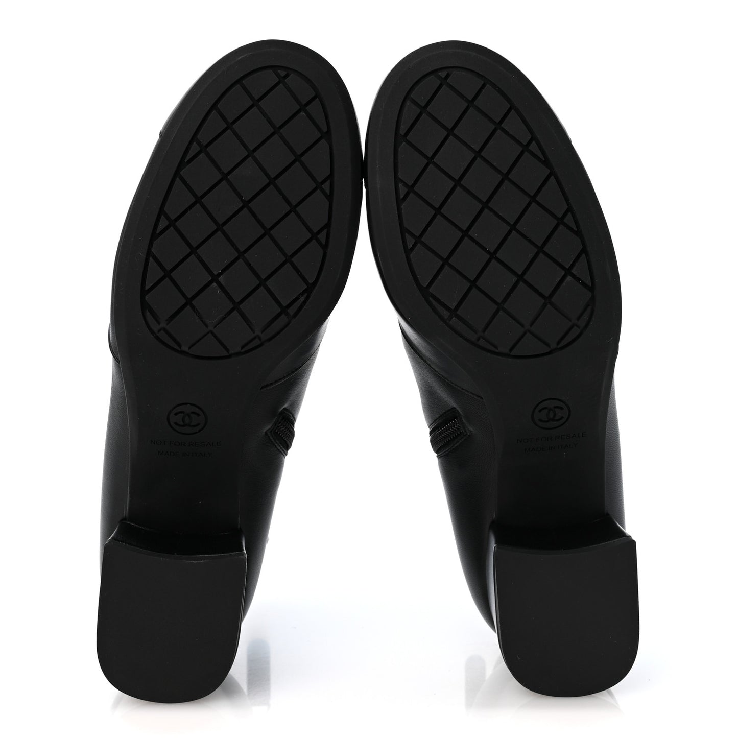 Stretch Lambskin Cap Toe CC Uniform Short Boots 38 Black