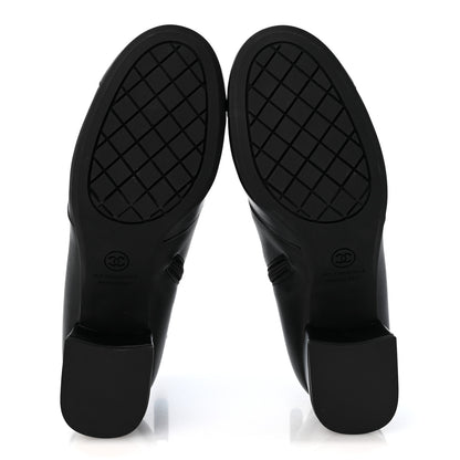 Chanel Stretch Lambskin Cap Toe CC Uniform Short Boots 38 Black 6 of 9