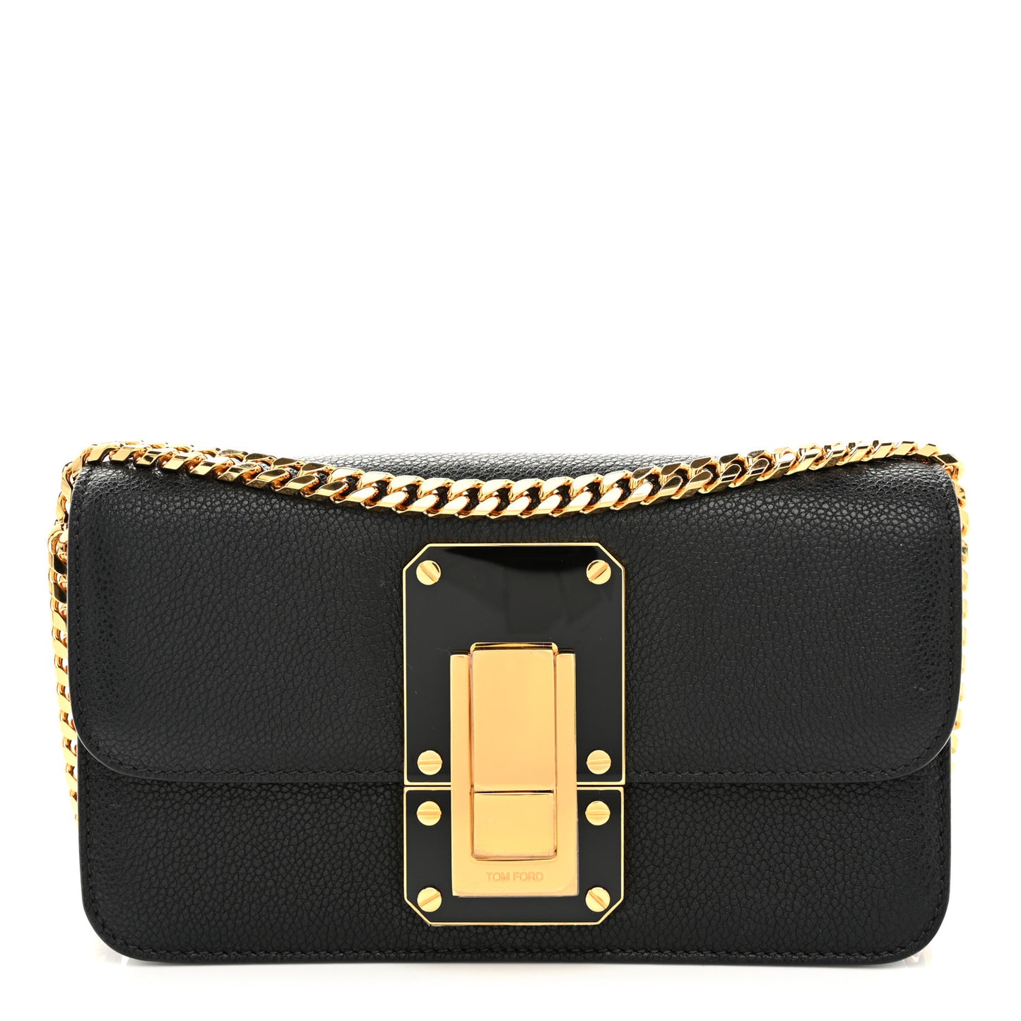 Grained Calfskin Crossbody Bag Black