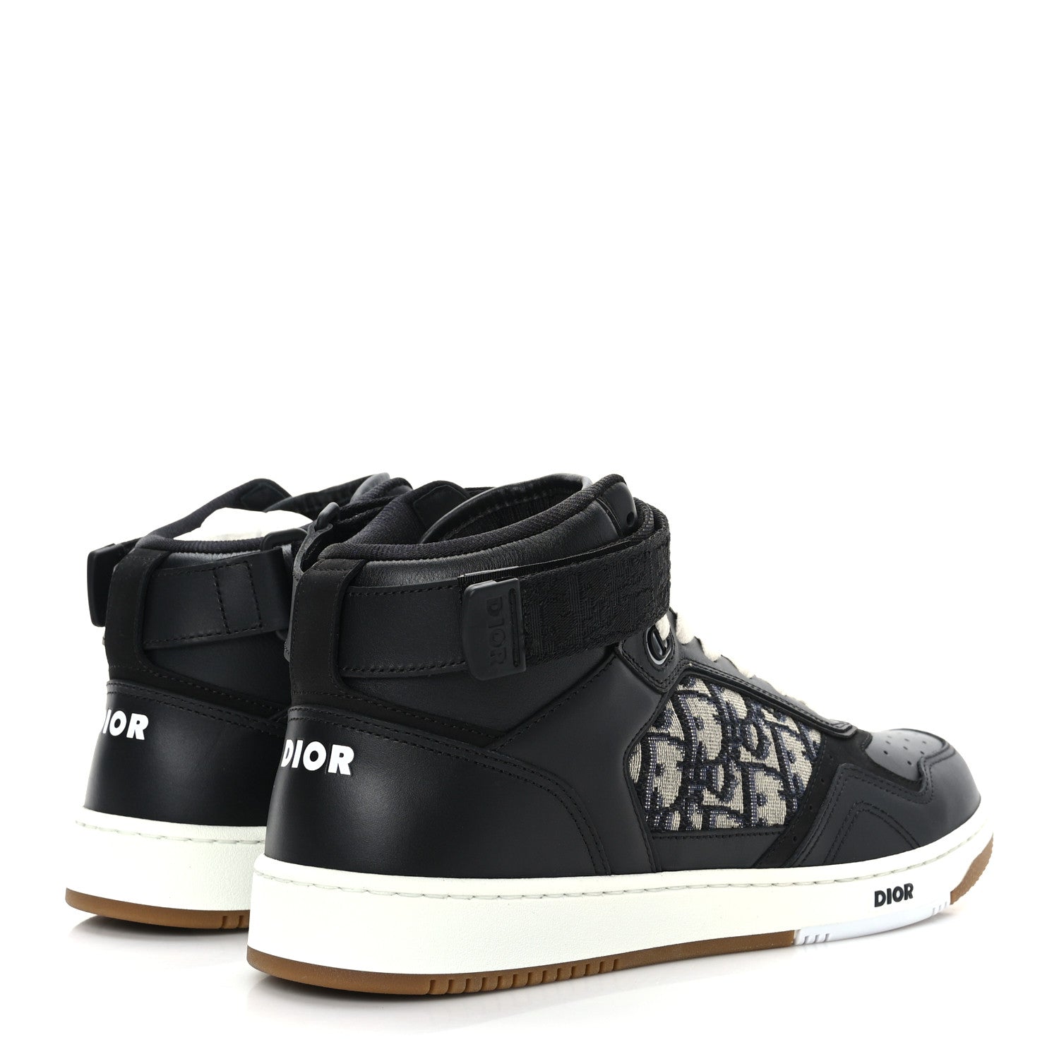 Christian Dior Smooth Calfskin Jacquard Oblique Mens B27 Mid Top Sneakers 43 Black Blue 4 of 7