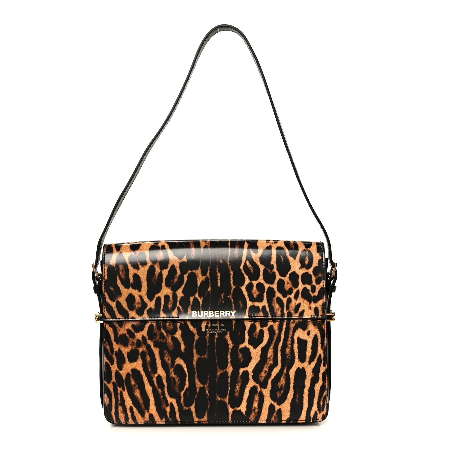 Burberry Calfskin Leopard Large Grace Bag Dark Mustard 1 of 10