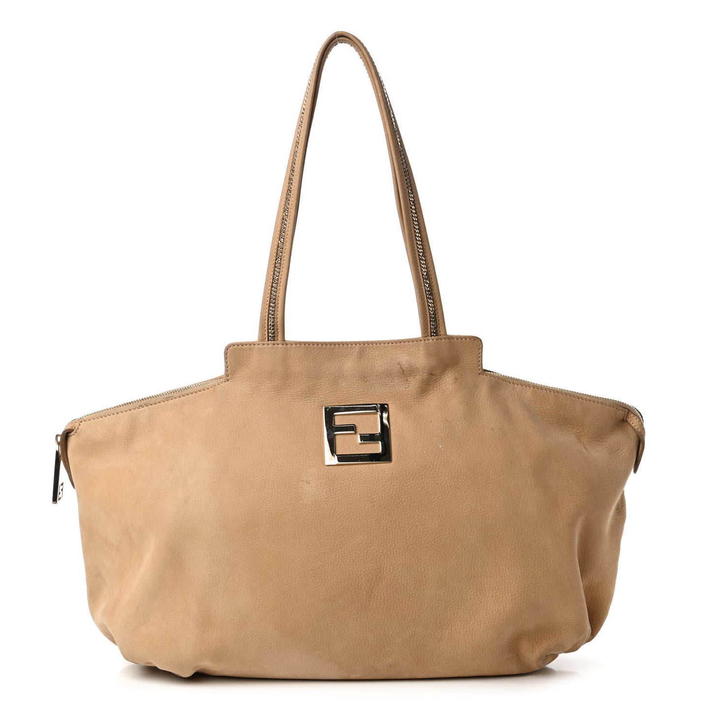 Metallic Nubuck Medium Chains Tote Caramello