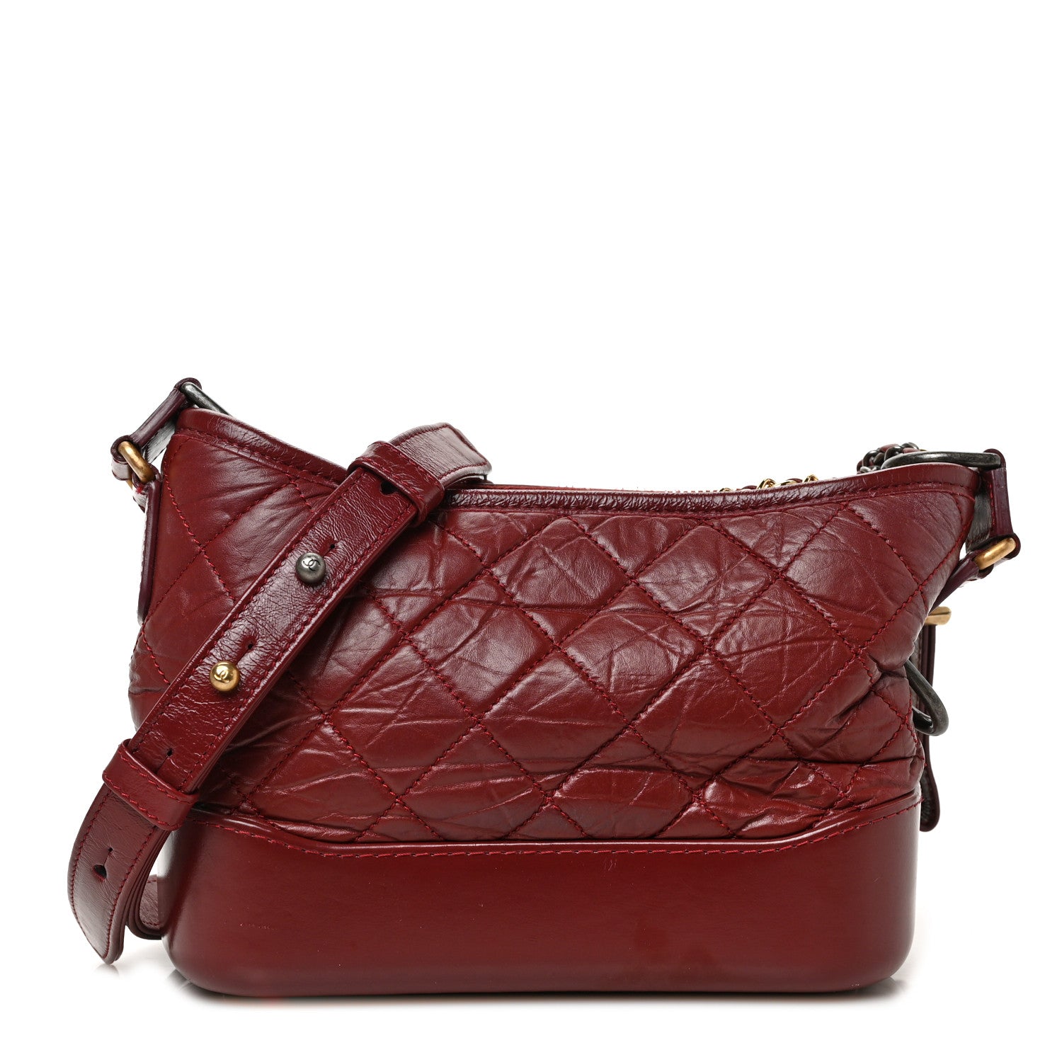 Chanel Aged Calfskin Quilted Small Gabrielle Hobo Burgundy 1 of 9