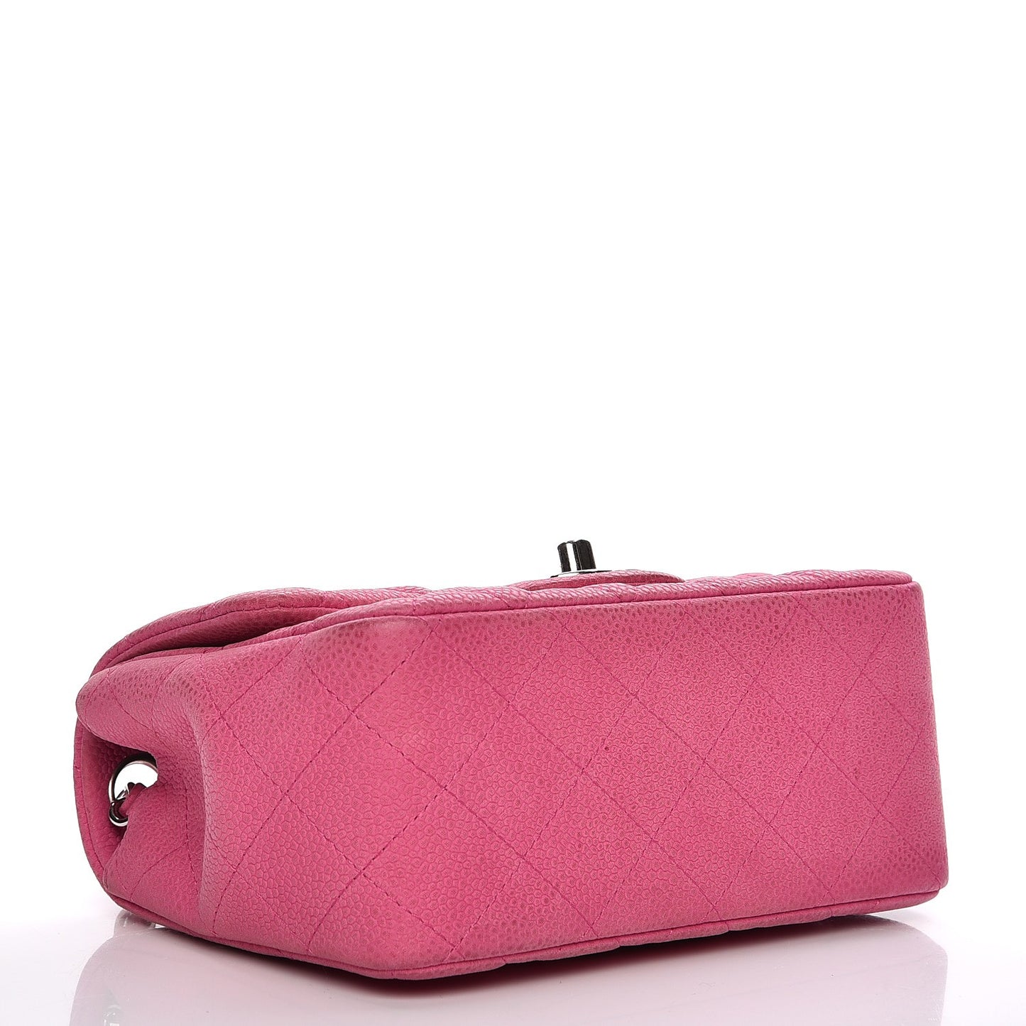 Iridescent Caviar Quilted Mini Square Flap Hot Pink
