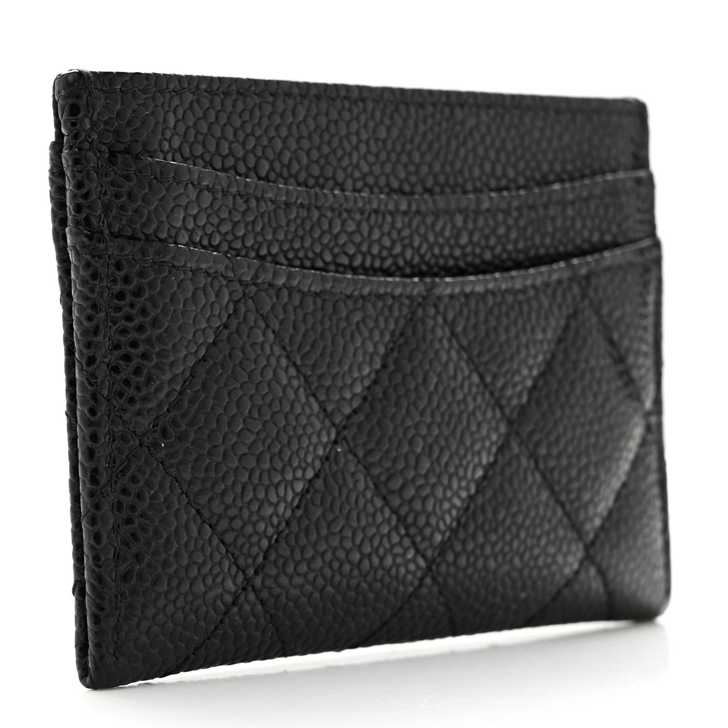 Caviar Quilted Card Holder Black